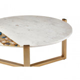 Vizzini Coffee Table, Agate, Iron, Marble, Brass