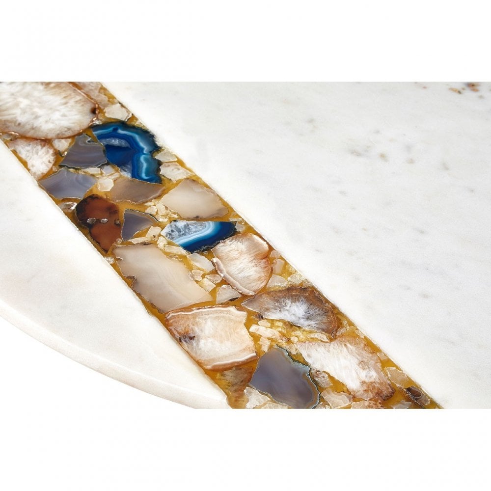 Vizzini Coffee Table, Agate, Iron, Marble, Brass