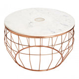 Vizzini White Marble Coffee Table, Agate, Iron, Marble, Copper