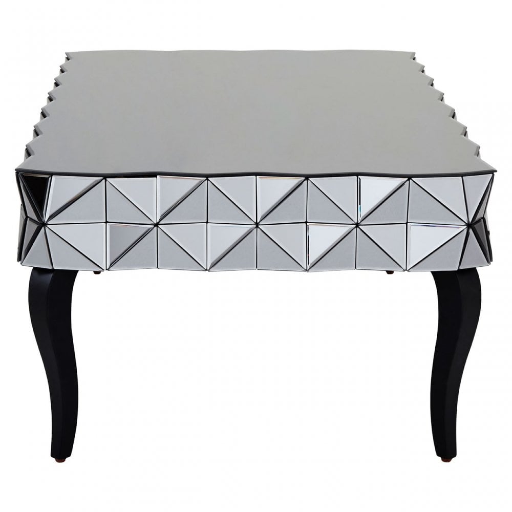 Soho Silver Coffee Table, Wood, Mirrored Glass, Wood, Silver