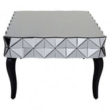 Soho Silver Coffee Table, Wood, Mirrored Glass, Wood, Silver