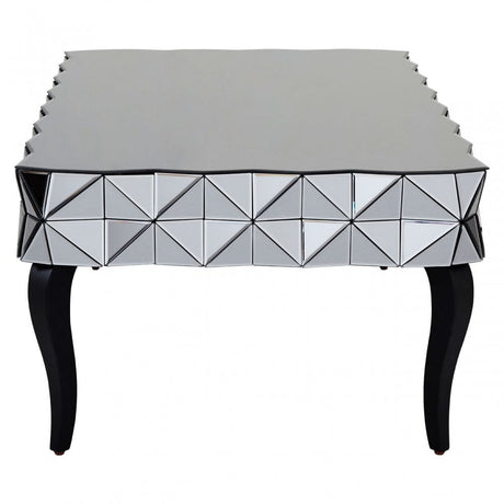 Soho Silver Coffee Table, Wood, Mirrored Glass, Wood, Silver