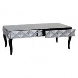 Soho Silver Coffee Table, Wood, Mirrored Glass, Wood, Silver