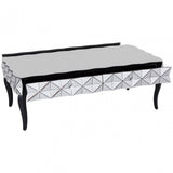 Soho Silver Coffee Table, Wood, Mirrored Glass, Wood, Silver