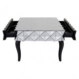 Soho Silver Coffee Table, Wood, Mirrored Glass, Wood, Silver