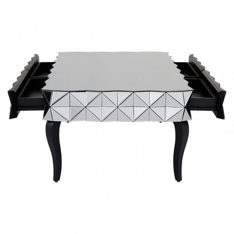 Soho Silver Coffee Table, Wood, Mirrored Glass, Wood, Silver