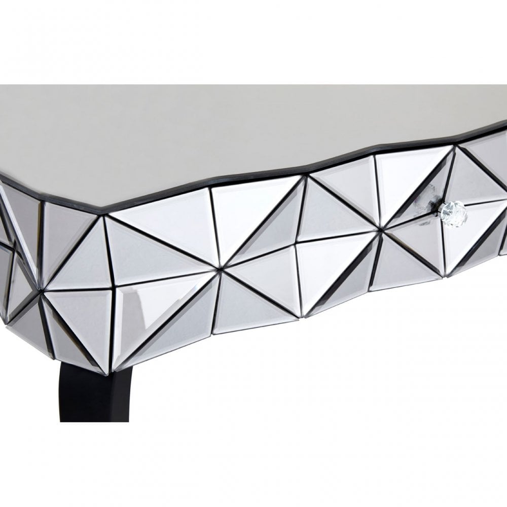 Soho Silver Coffee Table, Wood, Mirrored Glass, Wood, Silver