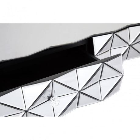 Soho Silver Coffee Table, Wood, Mirrored Glass, Wood, Silver
