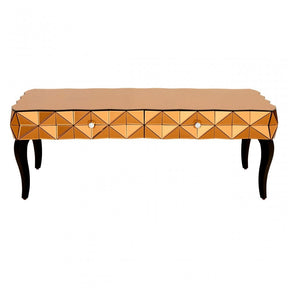 Soho Copper Coffee Table, Wood, Mirrored Glass, Wood, Copper
