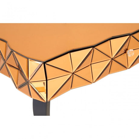 Soho Copper Coffee Table, Wood, Mirrored Glass, Wood, Copper