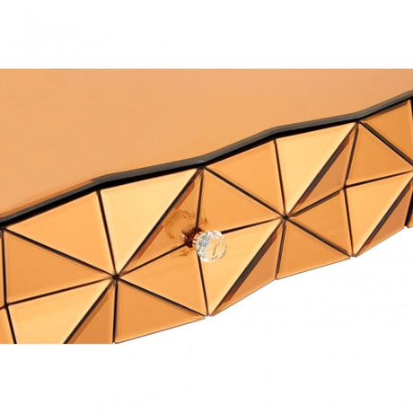 Soho Copper Coffee Table, Wood, Mirrored Glass, Wood, Copper