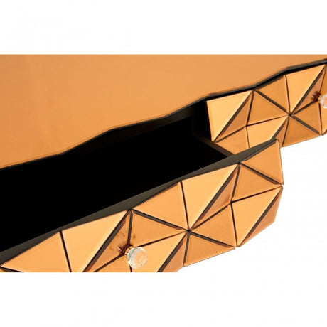 Soho Copper Coffee Table, Wood, Mirrored Glass, Wood, Copper