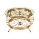 Oscar Champagne Gold Finish Coffee Table, Glass, Iron, Champagne