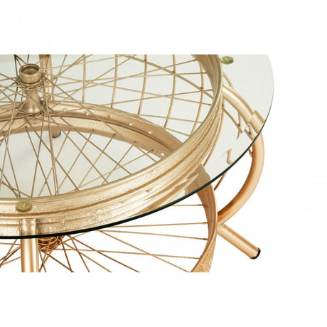 Oscar Champagne Gold Finish Coffee Table, Glass, Iron, Champagne