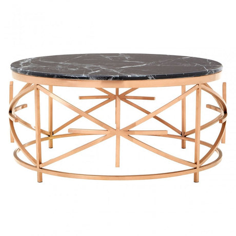 Camperian Black Marble Coffee Table, Marble, Stainless Steel, Black