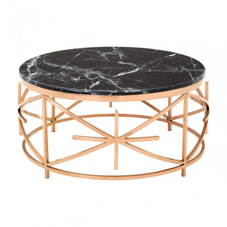 Camperian Black Marble Coffee Table, Marble, Stainless Steel, Black