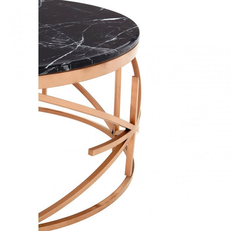 Camperian Black Marble Coffee Table, Marble, Stainless Steel, Black