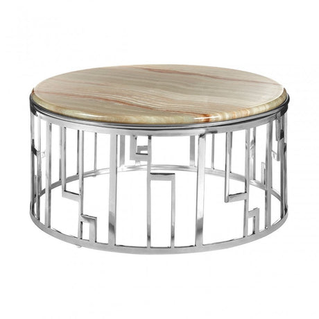 Artefacto Onyx Stone Coffee Table, Onyx Stone, Stainless Steel, Natural