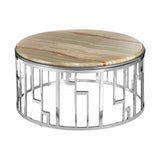 Artefacto Onyx Stone Coffee Table, Onyx Stone, Stainless Steel, Natural
