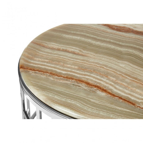 Artefacto Onyx Stone Coffee Table, Onyx Stone, Stainless Steel, Natural