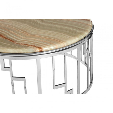 Artefacto Onyx Stone Coffee Table, Onyx Stone, Stainless Steel, Natural