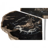 Artefacto Light Petrified Wood Coffee Table, Petrified Wood, Stainless Steel
