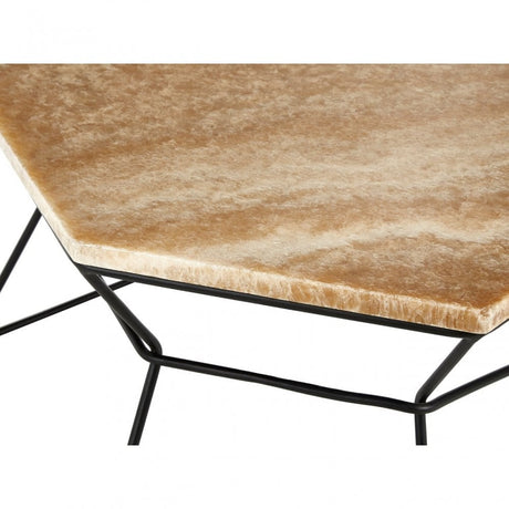 Artefacto Coffee Table with Natural Top, Iron, Onyx Stone, Natural