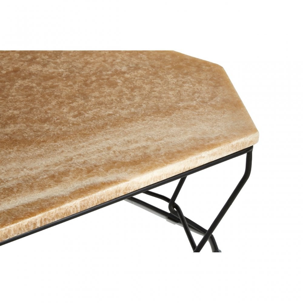 Artefacto Coffee Table with Natural Top, Iron, Onyx Stone, Natural