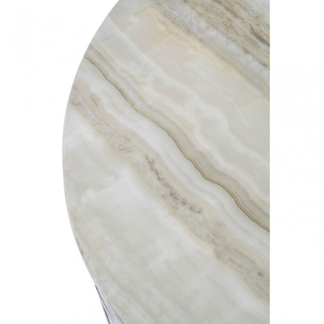 Yasmin White Marble Coffee Table, Marble, Stainless Steel, White