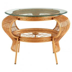Oscar Gold Finish Table, Bamboo, Glass, Iron, Gold