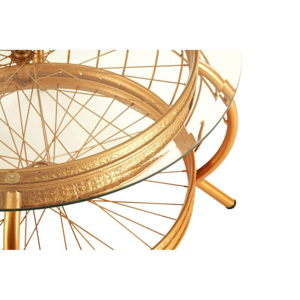 Oscar Gold Finish Coffee Table, Glass, Iron, Gold