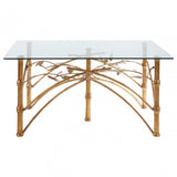Zodiac Table with Bamboo Design Legs, Glass, Gold