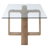 Barton Coffee Table, Wood, Tempered Glass, Natural