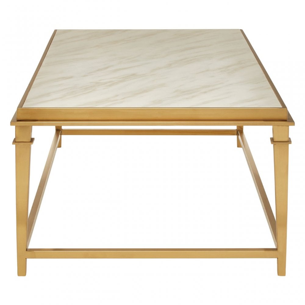 Camperian Rectangular Coffee Table, Marble, Stainless Steel