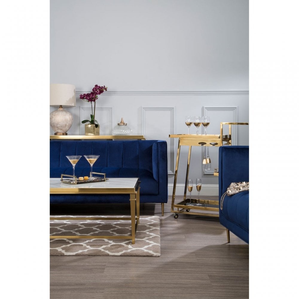 Camperian Rectangular Coffee Table, Marble, Stainless Steel