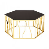Camperian Hexagonal Coffee Table, Stainless Steel, Glass, Black