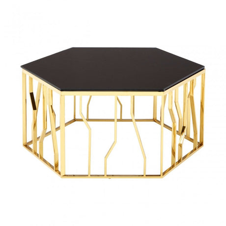 Camperian Hexagonal Coffee Table, Stainless Steel, Glass, Black