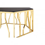 Camperian Hexagonal Coffee Table, Stainless Steel, Glass, Black