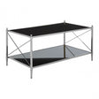 Hoffmann Coffee Table, Aluminium, Mirrored Glass, Stainless Steel, Black