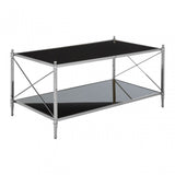 Hoffmann Coffee Table, Aluminium, Mirrored Glass, Stainless Steel, Black