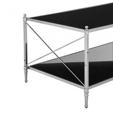 Hoffmann Coffee Table, Aluminium, Mirrored Glass, Stainless Steel, Black