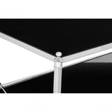 Hoffmann Coffee Table, Aluminium, Mirrored Glass, Stainless Steel, Black