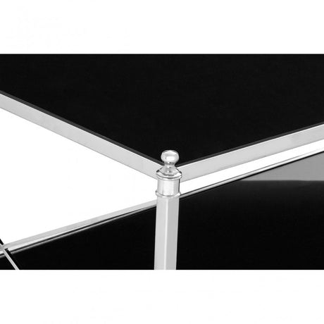 Hoffmann Coffee Table, Aluminium, Mirrored Glass, Stainless Steel, Black