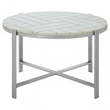Eva Coffee Table, Marble, Stainless Steel, White