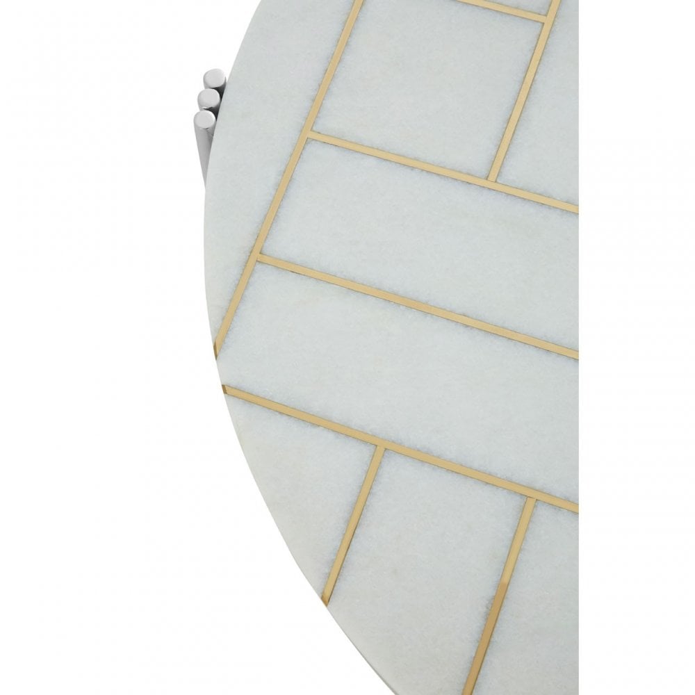 Eva Coffee Table, Marble, Stainless Steel, White