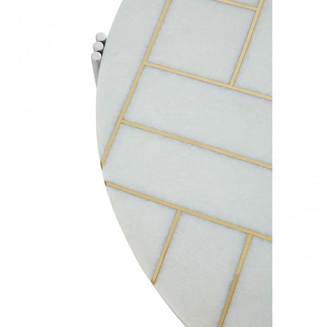 Eva Coffee Table, Marble, Stainless Steel, White