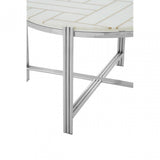 Eva Coffee Table, Marble, Stainless Steel, White