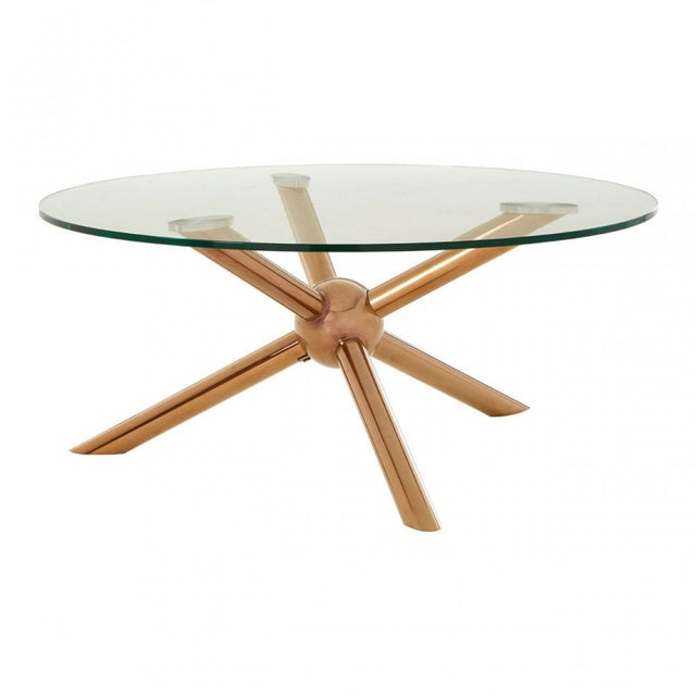 Donal Round / Rose Gold Coffee Table, Steel, Tempered Glass, Rose Gold