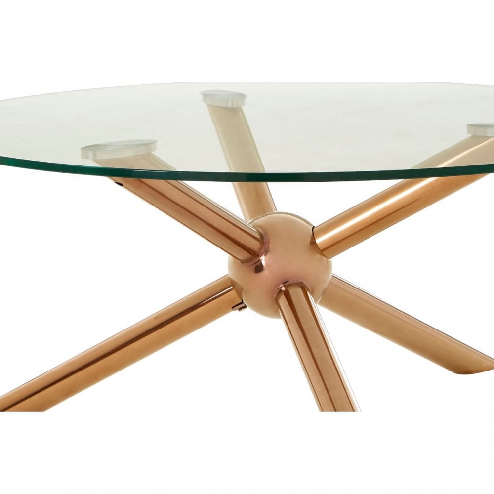 Donal Round / Rose Gold Coffee Table, Steel, Tempered Glass, Rose Gold