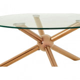 Donal Round / Rose Gold Coffee Table, Steel, Tempered Glass, Rose Gold